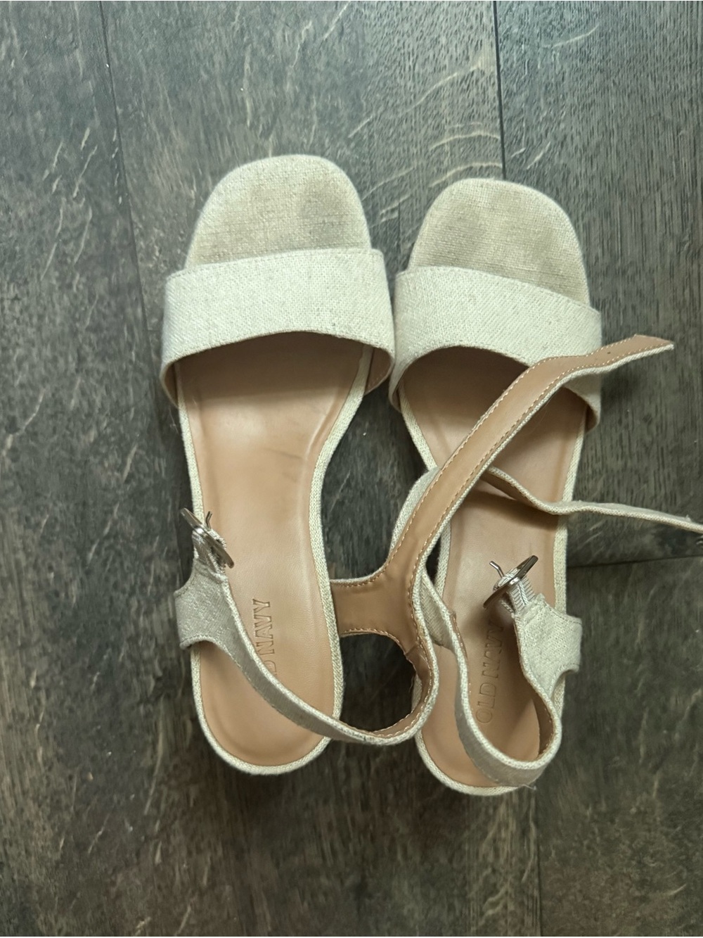 Old Navy Beige Open-Toe Ankle Strap Sandals
